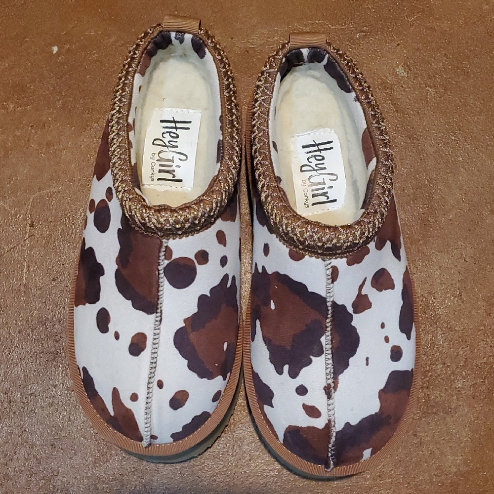 Corkys Spotted Brown and Cream Clogs
